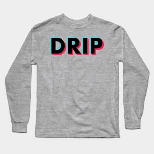 Drip Glitch Black Long Sleeve T-Shirt